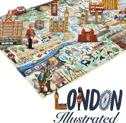 Miniatura 2 de Rompecabezas de 1000 piezas para adultos, tema ilustrado de Londres, rompecabezas de 1000 piezas, para adultos y niños, rompecabezas de Londres
