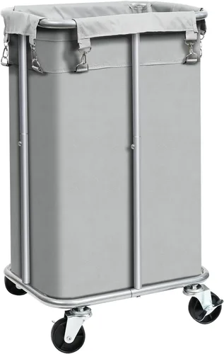 Cesta de lavandería con ruedas, cesta de lavandería con bolsa extraíble, carrito clasificador de ropa de 100 L, organizador de ropa delgado alto y