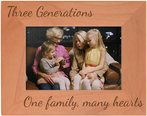 Miniatura 19 de Gifts For All By Rachel Olevia Five Generations One Family Many Hearts - Marco de fotos de madera natural grabado de 4 x 6 pulgadas, diseño