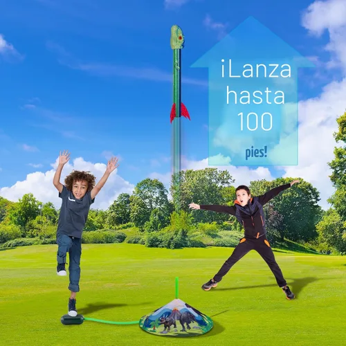 Miniatura 2 de Gizzjoy Lanzador de cohetes de juguete de dinosaurio para niños, lanza hasta 100 pies, 4 cohetes, juguetes exteriores para niños, juguetes