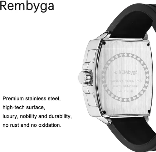 Miniatura 3 de Rembyga Relojes de pulsera para hombre con esfera luminosa y correa de silicona casual