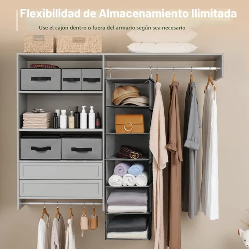 Miniatura 6 de GRANNY SAYS Organizador colgante de armario con 6 estantes, organizadores de armario y almacenamiento con 5 cajones, 6 bolsillos laterales, 6