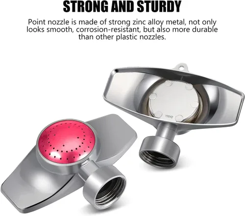 Miniatura 4 de Honoson Rociador de metal con patrón circular de 360 grados para patio con flujo de agua suave, cabezal de rociador ajustable para riego de césped