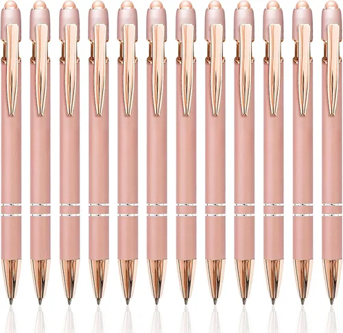Miniatura 9 de YOXMJDB Bolígrafos Stylus para pantallas táctiles, paquete de 12 bolígrafos de oro rosa inspiradores, bolígrafos de punta media de 1.0 mm