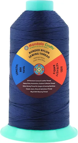 Miniatura 274 de Mandala Crafts - Hilo de nailon para coser cuero, tapicería, mezclilla y para trenzar el pelo; resistente, 1500 yardas, tamaño 69 T70 Marrón