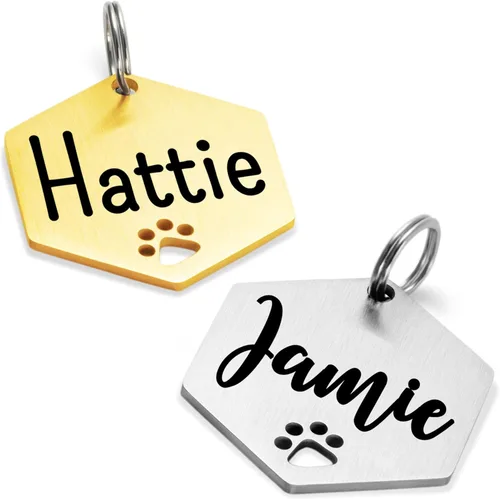 Miniatura 8 de Ultra Joys Placas de Identificación para Perros Personalizadas para Mascotas - Placa de ID Personalizada con Pata Hueca - Placa Grabada para Perros