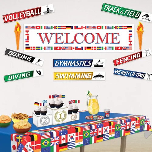 Miniatura 3 de Banners de bienvenida internacionales (diseños asstd) accesorio de fiesta (1 unidad) (2/paquete)