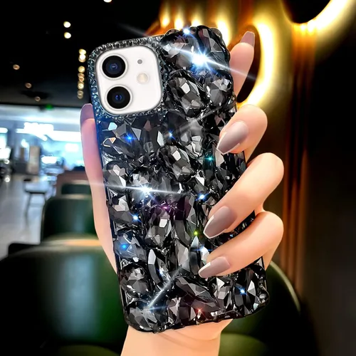 Miniatura 7 de Funda para iPhone 12 y iPhone 12 Pro para mujer, funda de lujo muy brillante con purpurina 3D con diamantes de imitación de cristal brillante en 3D