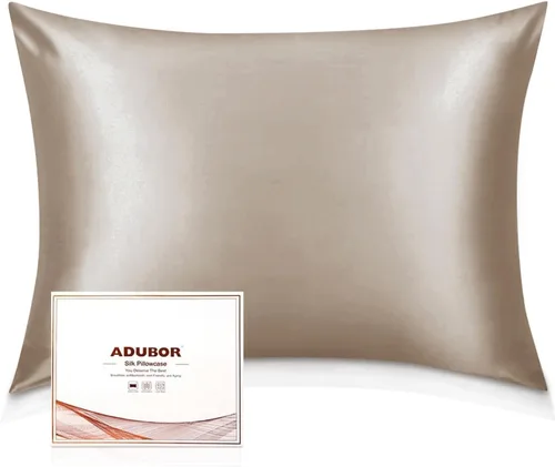 Miniatura 28 de Adubor Funda de almohada 100% de seda, fundas de almohada de seda de morera, 22 fibras de grado Momme 6A, funda de almohada de seda para la salud