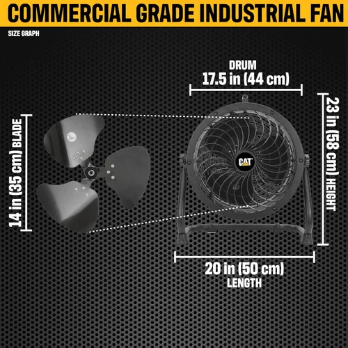 Miniatura 2 de CAT ventiladores - Ventilador de tambor de alta velocidad de 14 pulgadas de alta velocidad de alta resistencia de grado industrial (negro, 2 en 1)