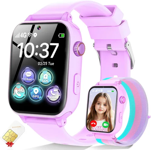 Miniatura 8 de MOKAST Reloj inteligente para niños y niñas, reloj para niños de 4 a 12 años, relojes con pantalla táctil con 15 juegos, cámara de video