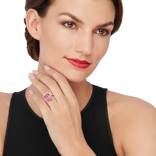 Miniatura 2 de Ross-Simons Anillo de topacio rosa de 6.50 quilates y diamantes de .25 qt t.w en plata de ley