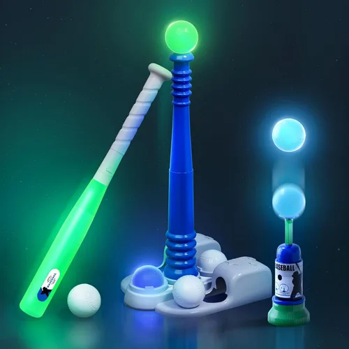 Miniatura 9 de QDRAGON Juego de 2 en 1 de T Ball para niños de 3-5 y 5-8 años, juego de Tee Ball con máquina lanzadora automática/bate de bateo ajustable y Rosa