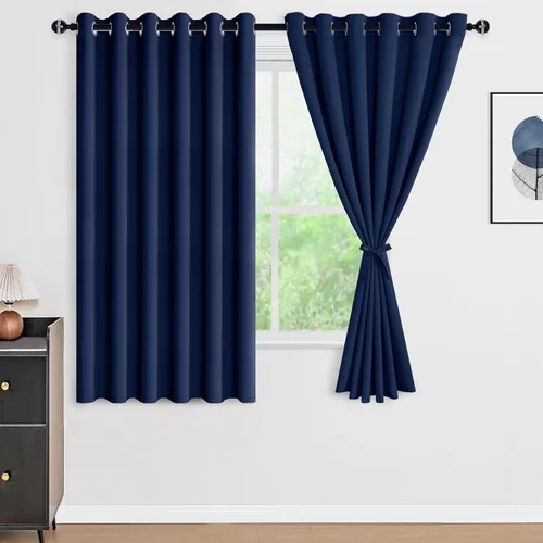 Miniatura 119 de DWCN Cortinas 100% opacas de 84 pulgadas de largo para dormitorio con forro negro, paneles de cortina de ventana de doble capa con aislamiento Azul