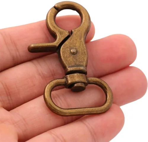 Miniatura 3 de BIKICOCO Gancho giratorio con cierre de pinza de langosta, clip de resorte, extremo ovalado de 1 pulgada, bronce - paquete de 10