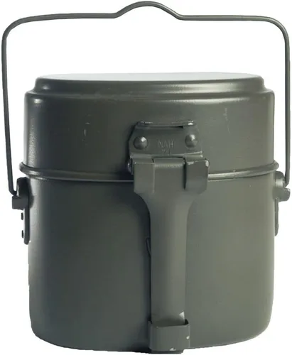 Miniatura 5 de MIL-TEC Kit de desorden de aluminio gris de estilo alemán Lata militar portátil de tres partes con marco de aplauso Ideal para camping