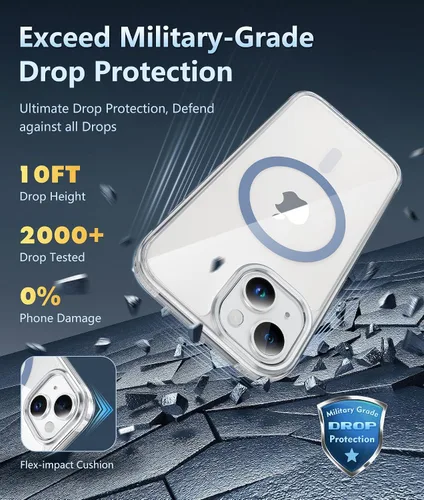Miniatura 165 de FNTCASE Funda para iPhone 13 Pro-Max: Fundas magnéticas transparentes compatibles con Magsafe Slim anti amarillamiento protección contra caídas