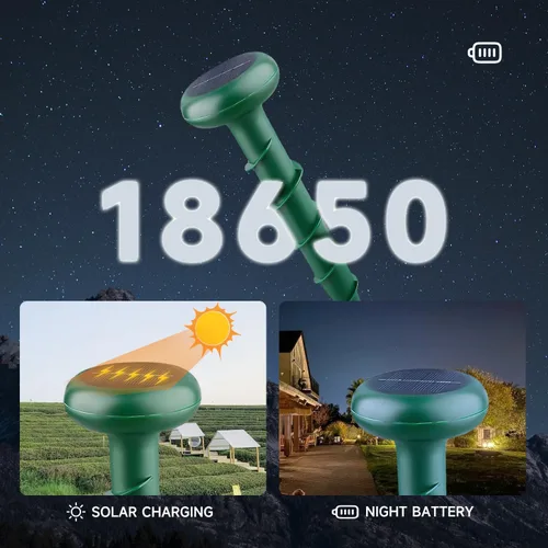Miniatura 6 de Paquete de 2 repelentes solares de topos, plagas disuasorias de ratón sónico, roedores, sankes, ardillas fuera del jardín, adecuado para patios