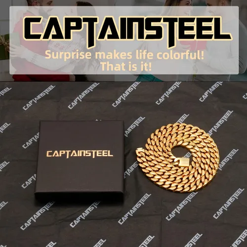 Miniatura 7 de CaptainSteeL Collar de cadena cubana Miami para hombres y mujeres, acero inoxidable 316L de 50.354in de ancho, 18"20"22"24" de largo, joyería de hip