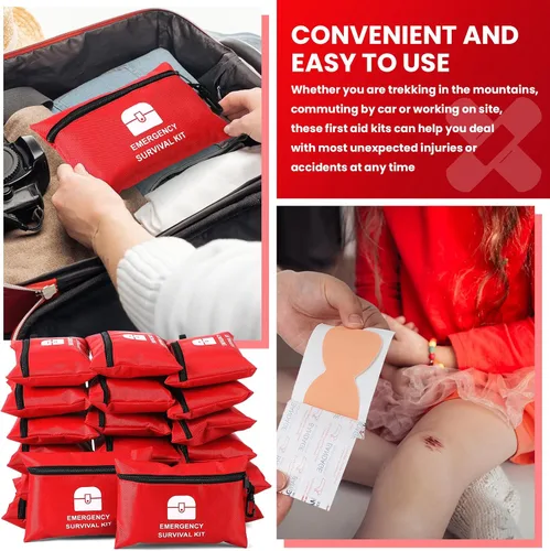 Miniatura 5 de Geiserailie 20 bolsas pequeñas de primeros auxilios a granel, tamaño mini de viaje, bolsa de emergencia individual con cremallera, suministros