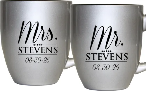 Miniatura 6 de My Personal Memories Juego de 2 tazas personalizadas de café con leche de 16 onzas para parejas, regalo personalizado para novia, novio suyo, ella