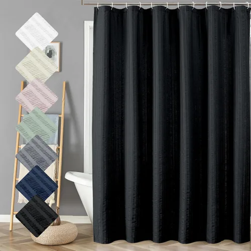 Miniatura 29 de Aiyufeng Moga - Cortina de ducha verde salvia, cortinas de ducha texturizadas en relieve 3D para baño, cortina de baño de tela de poliéster de lujo