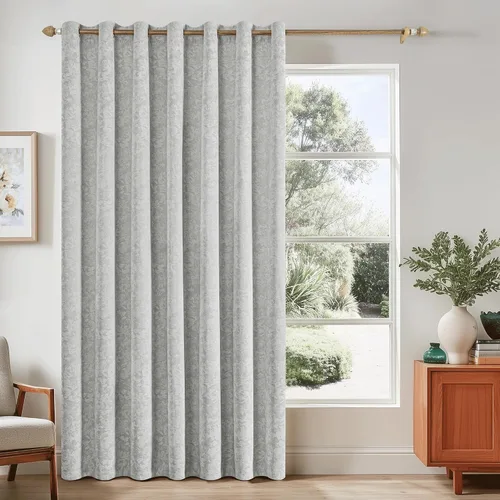 Miniatura 24 de Beauoop - Cortinas opacas beige con diseño floral jacquard, 2 paneles, para dormitorio/sala, de felpilla, gris pardo, aislantes y a prueba de ruido