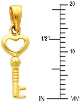 Miniatura 2 de The World Jewelry Center Colgante de oro amarillo real de 14 quilates con dije de llave a mi corazón, Oro de 14 quilates
