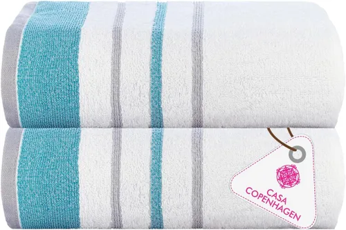 Miniatura 53 de CASA COPENHAGEN Juego de 6 toallas de palomitas de maíz, color azul polvoriento, 21.16 oz/m², 2 toallas de baño, 2 toallas de mano y 2 toallas