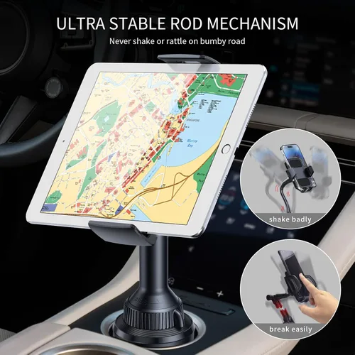 Miniatura 2 de APPS2Car Soporte para Tablet para Coche, Soporte para Tablet para Portavasos para Camión, Altura Ajustable Compatible con iPad Pro Air Mini