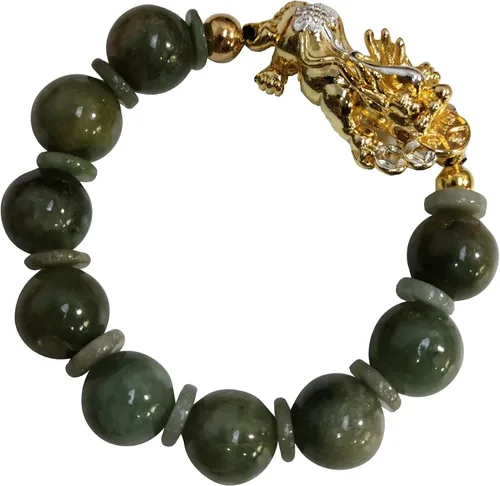 Heavens Tvcz Pixiu - Pulsera para mujeres y hombres joyería de jadeíta con jade real espiritual positivo cuentas verdes Feng Shui dijes tailandeses