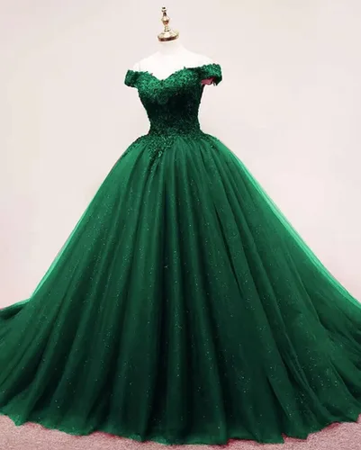 Miniatura 5 de XYAYE Vestidos de quinceañera de tul hinchado para mujer, vestido de fiesta con hombros descubiertos, vestidos de fiesta de encaje, dulces 15