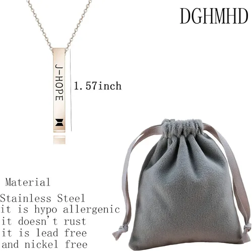 Miniatura 2 de ZWYQWN KPOP ARMY Collar de regalo para mujeres y niñas, RM JIM JK V JIMIN J-HOPE SUGA Collar de cumpleaños para mujeres, Metal, Acero inoxidable