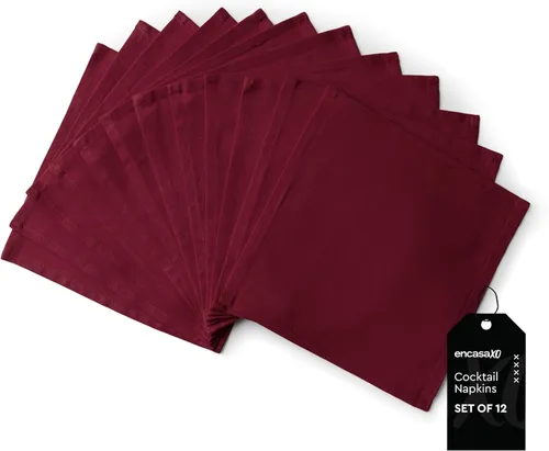Miniatura 60 de Encasa XO Cocktail Cloth Napkins Set of 12 Pure Cotton Table Napkin Size (9"x9") B Grey Solid Machine Washable