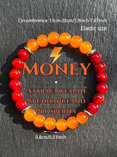 Miniatura 5 de Pulsera de riqueza Feng Shui, pulsera de prosperidad y buena suerte para mujeres y hombres, pulsera elástica con cuentas de 0.315 in, gradiente