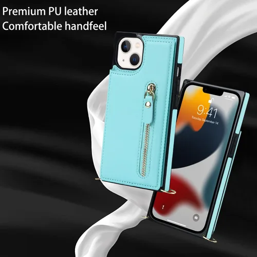 Miniatura 8 de Crossbody Phone Case iPhone 12 / iPhone 12 Pro Leather Card Holders Wallet Protective Case Removable Adjustable Leather Strap with Button Compatible
