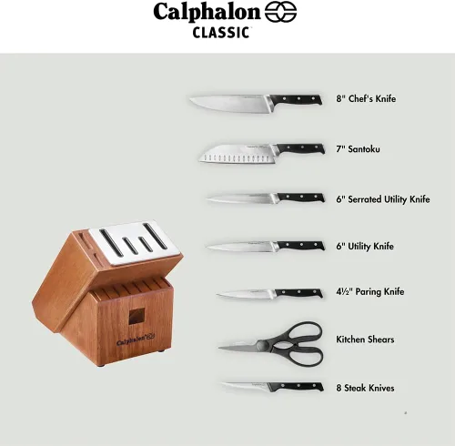 Miniatura 5 de Juego de cuchillos autoafilables clásicos Calphalon con tecnología SharpIN, Marrón