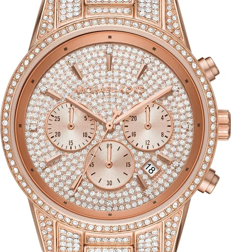 Miniatura 4 de Michael Kors Ritz Reloj de acero inoxidable, Brillantina de oro rosa41 mm.