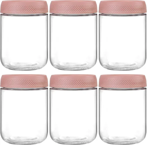Miniatura 11 de NETANY Paquete de 6 recipientes de 16 oz para avena nocturna con tapas, tarros de vidrio con tapas herméticas, tarros de ensalada Mason de boca