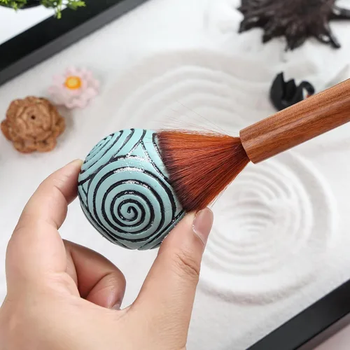 Miniatura 6 de Kit de jardín Zen para decoración de escritorio - Juego de caja de jardín Zen de arena mini japonés premium hermoso para el hogar, oficina