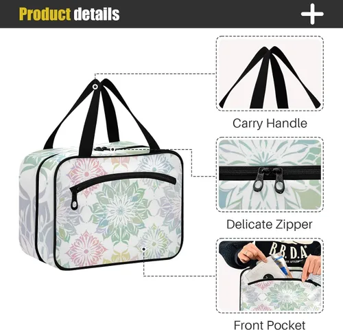 Miniatura 4 de Elegante diseño de mandala de color pastel, bolsas colgantes para viajes con gancho, bolsa de accesorios de diseñador con compartimentos