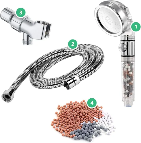Miniatura 11 de Cabezal de ducha filtrado StoneStream original, cabezal de ducha de alta presión con suavizador de agua Eco Power con interruptor