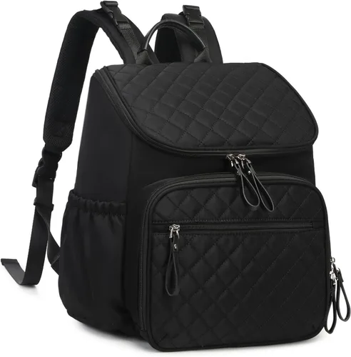 LORADI Mochila ligera para pañales con clips para cochecito, bolsillos aislados, artículos esenciales para baby shower, color negro