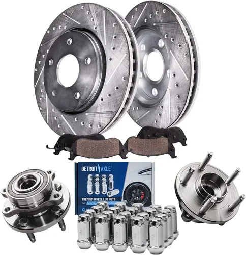 Miniatura 17 de Detroit Axle - 4 rotores de freno para Chevrolet Cruze Volt Orlando Verano, rotores de freno de disco perforados y ranurados de repuesto : rotor