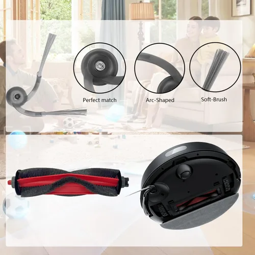 Paquete de 16 accesorios de repuesto compatibles con Roborock Q7 M5 Q7 M5+, 2 cepillos principales, 6 cepillos laterales, 4 filtros Hepa, 4