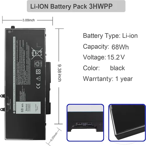 Miniatura 3 de XCMRD - Batería de iones de litio de 40 Wh de 14.8 V MR90Y compatible con Dell Inspiron 14R 14 17R 15 15R 3000 5000 3421 3521 3543 3721 5521 5537