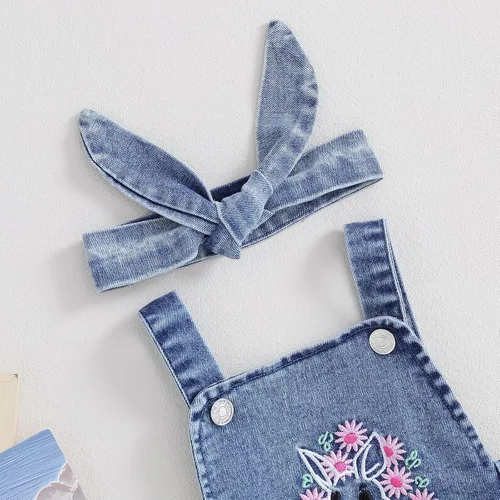 Miniatura 3 de Traje de primavera y verano para bebé, bebé, sin mangas, mameluco de mezclilla, enterizo de una pieza