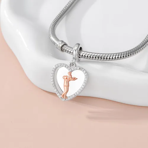 Miniatura 64 de PROESS Dije para padre, madre e hija, pulsera de plata de ley para pulseras, regalos de cumpleaños, día de San Valentín, para hija, madre, amante