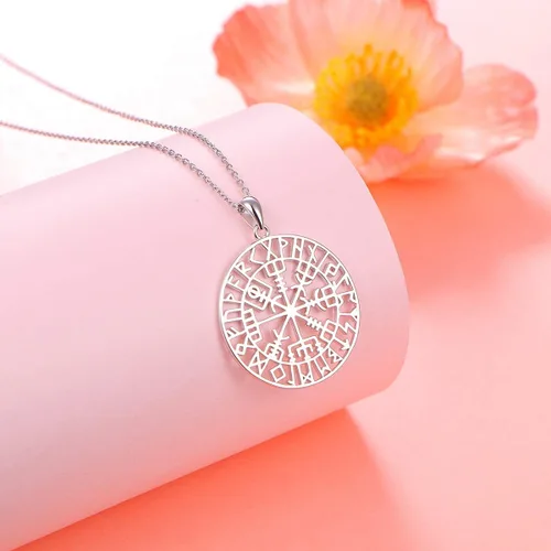 Miniatura 2 de Alphm Collar con colgante vikingo de plata esterlina S925 para hombres y mujeres, joyería de viaje para graduación, amistad, talismán, joyería