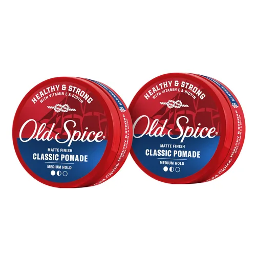 Old Spice Pomada clásica para hombres, sujeción media, bajo brillo, peinado de cabello masculino, 2.22 onzas cada una, paquete doble